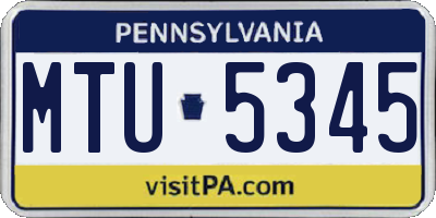 PA license plate MTU5345