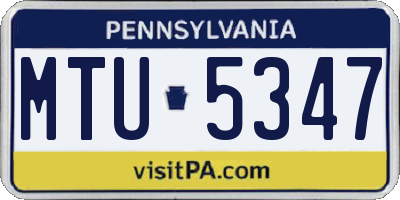 PA license plate MTU5347