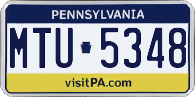 PA license plate MTU5348