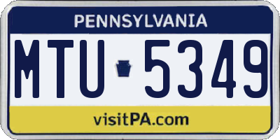 PA license plate MTU5349