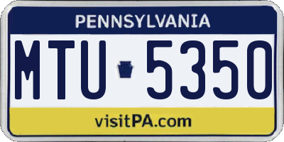 PA license plate MTU5350