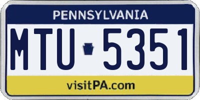 PA license plate MTU5351