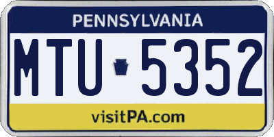 PA license plate MTU5352