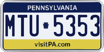 PA license plate MTU5353