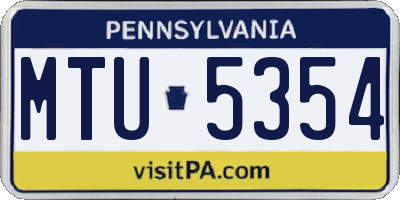 PA license plate MTU5354