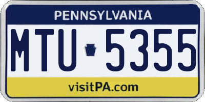 PA license plate MTU5355