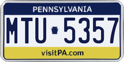 PA license plate MTU5357