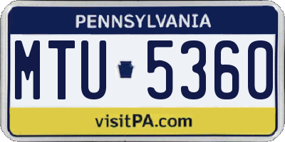 PA license plate MTU5360