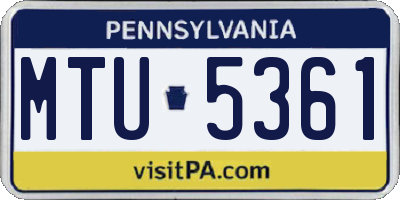 PA license plate MTU5361