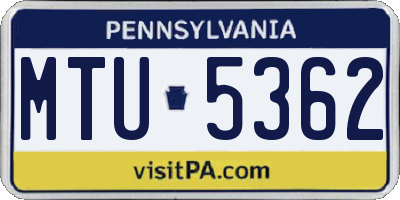 PA license plate MTU5362
