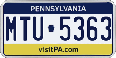 PA license plate MTU5363