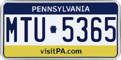 PA license plate MTU5365