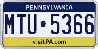 PA license plate MTU5366