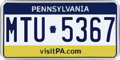 PA license plate MTU5367