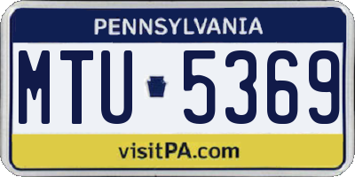 PA license plate MTU5369