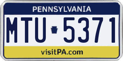 PA license plate MTU5371