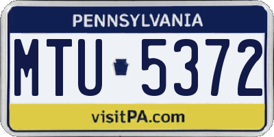 PA license plate MTU5372