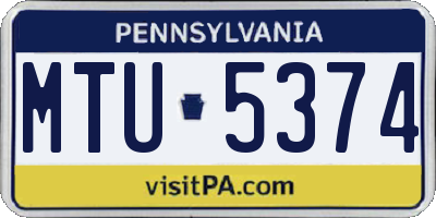 PA license plate MTU5374