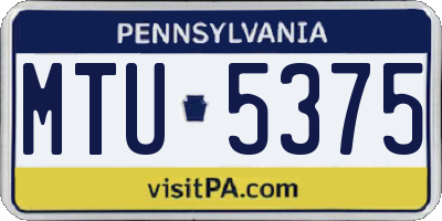 PA license plate MTU5375