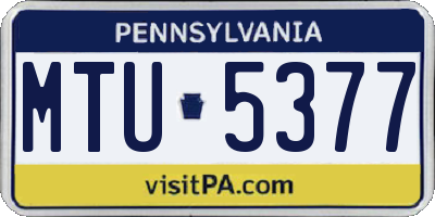 PA license plate MTU5377