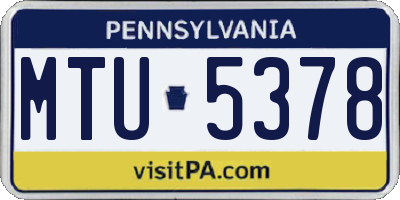 PA license plate MTU5378