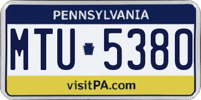 PA license plate MTU5380