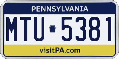 PA license plate MTU5381