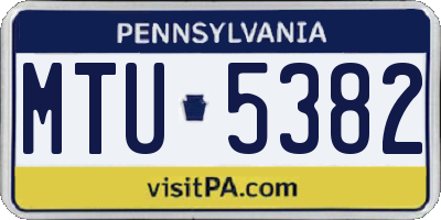 PA license plate MTU5382