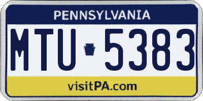 PA license plate MTU5383