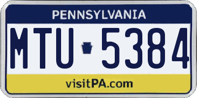 PA license plate MTU5384