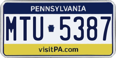 PA license plate MTU5387