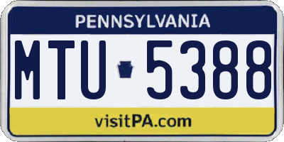 PA license plate MTU5388