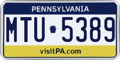 PA license plate MTU5389