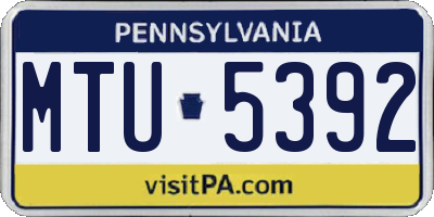 PA license plate MTU5392