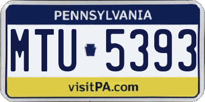 PA license plate MTU5393