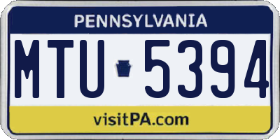 PA license plate MTU5394