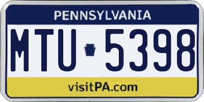 PA license plate MTU5398