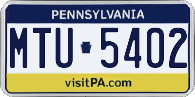 PA license plate MTU5402