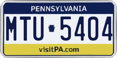 PA license plate MTU5404