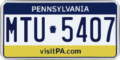 PA license plate MTU5407
