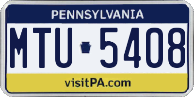 PA license plate MTU5408
