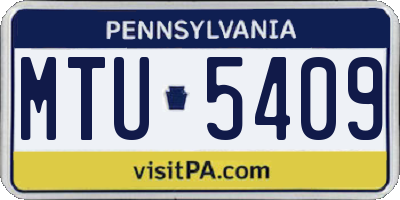 PA license plate MTU5409