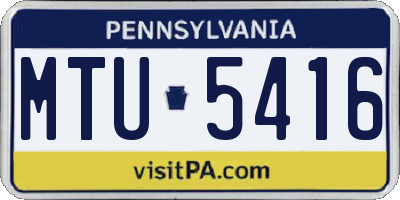 PA license plate MTU5416