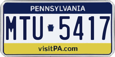 PA license plate MTU5417