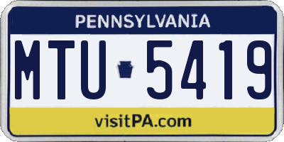 PA license plate MTU5419