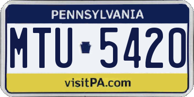 PA license plate MTU5420