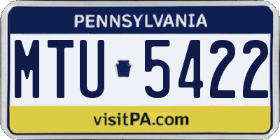 PA license plate MTU5422