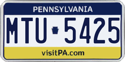 PA license plate MTU5425