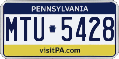 PA license plate MTU5428