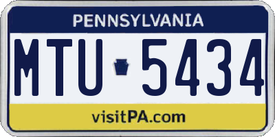 PA license plate MTU5434